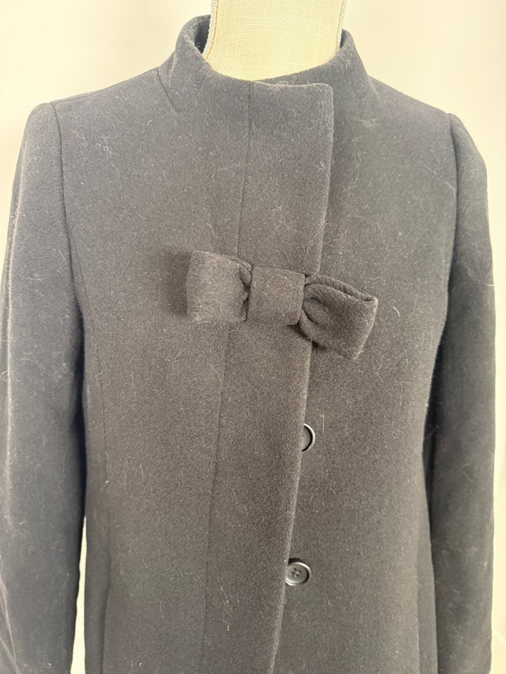 J. Crew Black Bow-Front Wool Coat - Picture 4 of 7